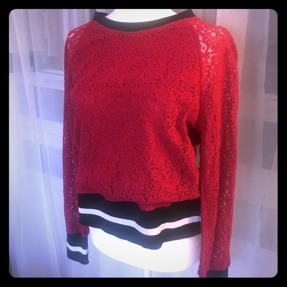 Lace varsity sweater